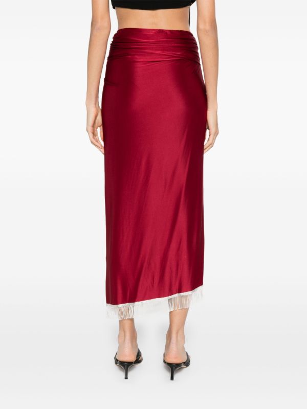 Rabanne Ring-detail Fringed Midi Skirt | Browns Asymmetric & Draped Skirts