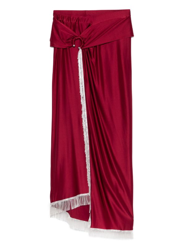 Rabanne ring-detail fringed midi skirt | Browns Asymmetric & Draped Skirts