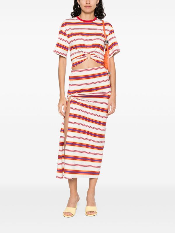 Rabanne Striped Midi Skirt | Browns Fitted Skirts