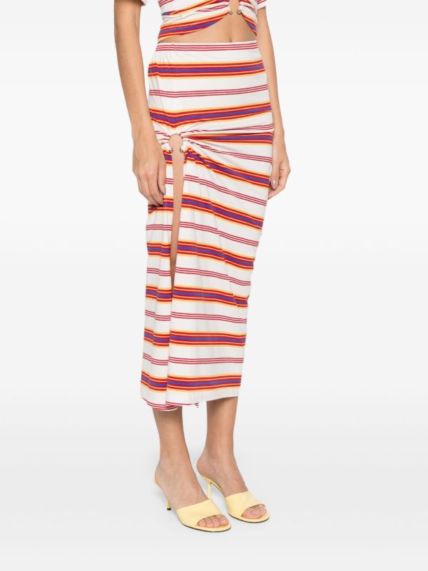 Rabanne Striped Midi Skirt | Browns Fitted Skirts