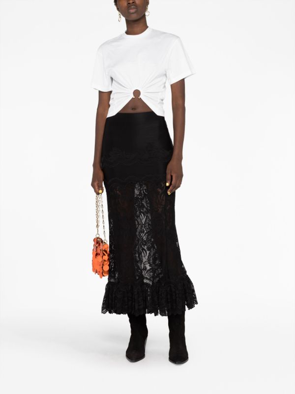 Rabanne White Ruched Cropped Cotton T-shirt | Browns T-Shirts & Jersey Shirts