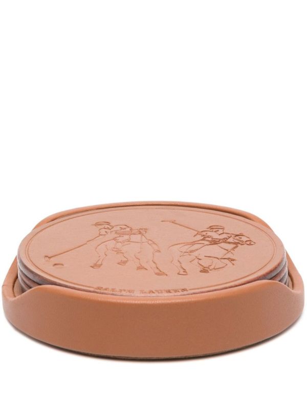 Ralph Lauren Home Brown Garrett Leather Coaster Set | Browns Homeware