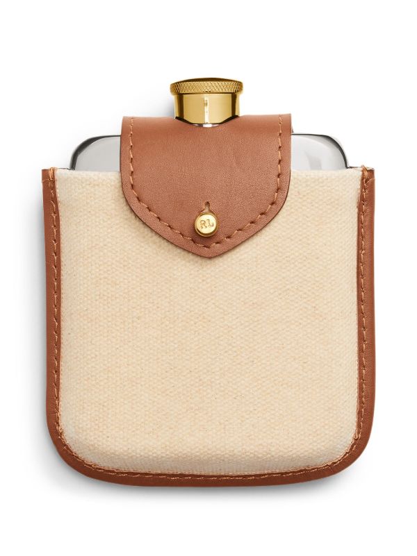 Ralph Lauren Home Brown Garrett Leather Flask | Browns Barware