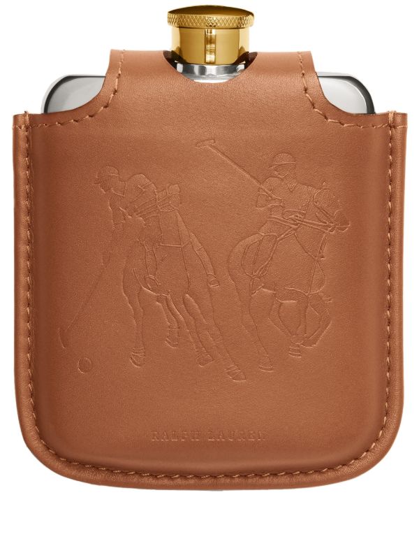 Ralph Lauren Home Brown Garrett Leather Flask | Browns Barware