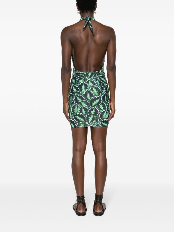 Reina Olga Green Stallion Halterneck Mini Dress | Browns Day Dresses