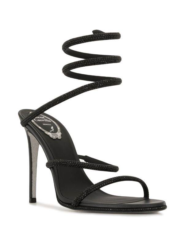 René Caovilla Black Cleo Crystal Embellished Sandals | Browns Sandals