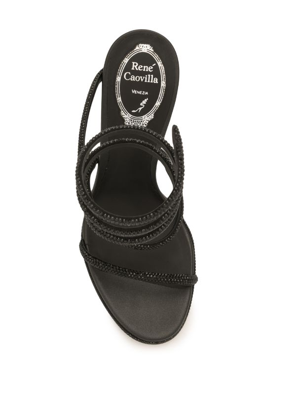 René Caovilla Black Cleo Crystal Embellished Sandals | Browns Sandals