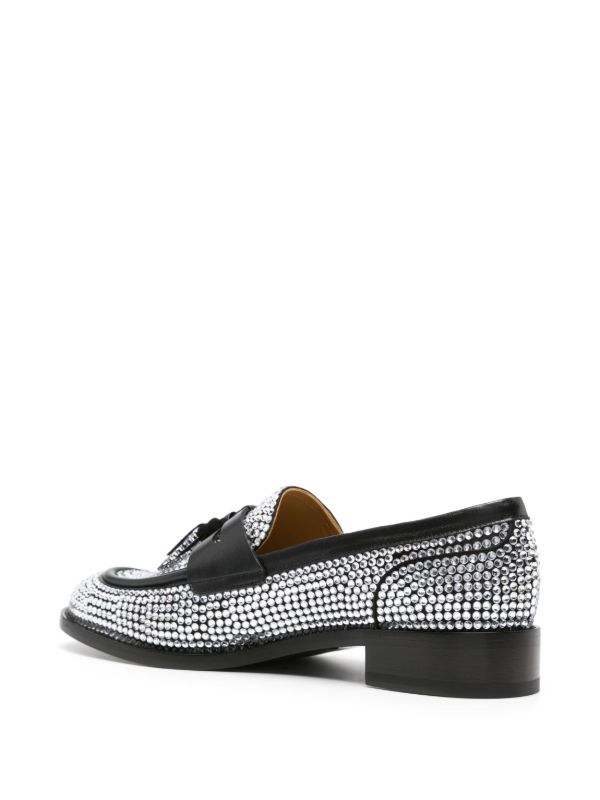 René Caovilla Black Embellished Leather Loafers | Browns Loafers