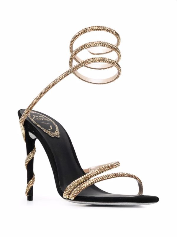 René Caovilla Black Margot 120 Crystal Embellished Leather Sandals | Browns Sandals
