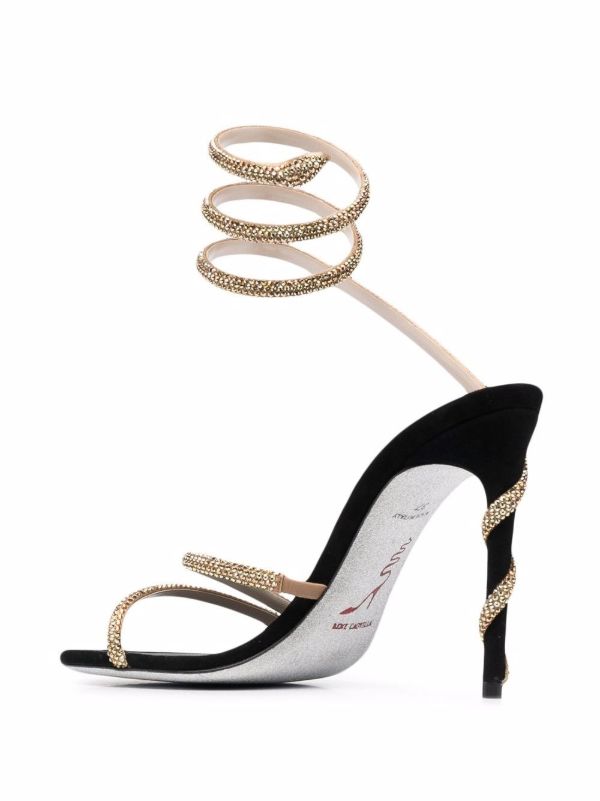 René Caovilla Black Margot 120 Crystal Embellished Leather Sandals | Browns Sandals