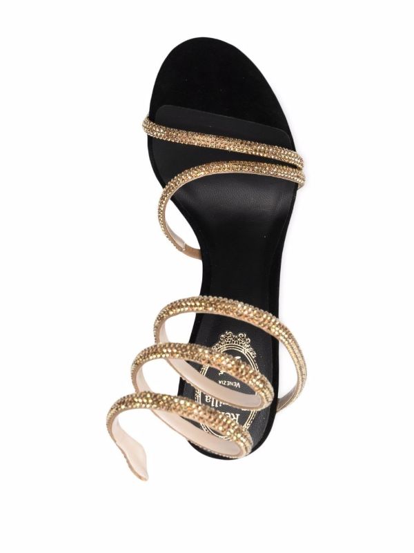 René Caovilla Black Margot 120 Crystal Embellished Leather Sandals | Browns Sandals