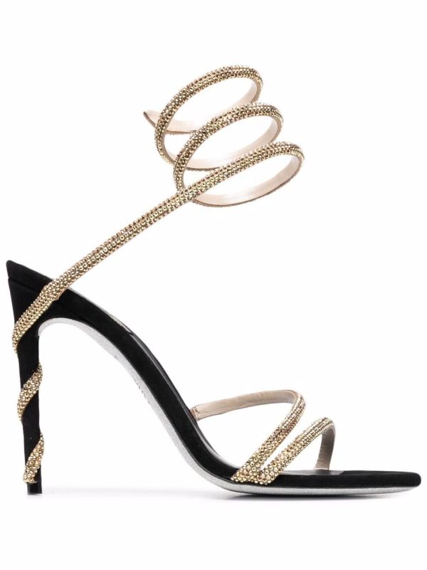 René Caovilla black Margot 120 crystal embellished leather sandals | Browns Sandals