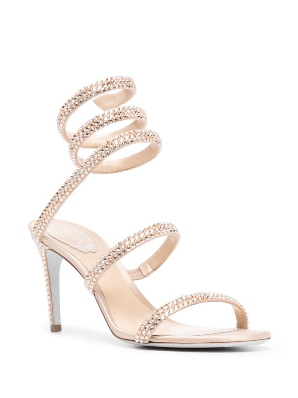 René Caovilla Neutral Cleo 90 Satin Sandals | Browns Sandals