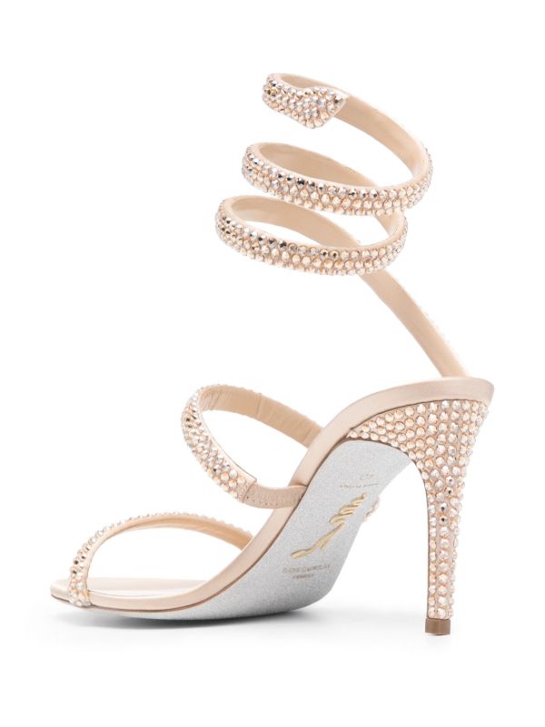 René Caovilla Neutral Cleo 90 Satin Sandals | Browns Sandals