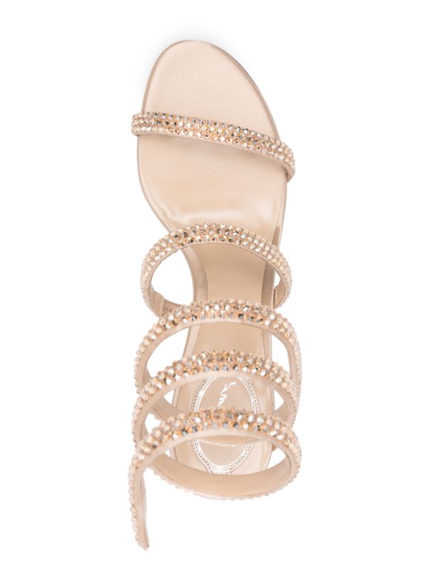 René Caovilla Neutral Cleo 90 Satin Sandals | Browns Sandals