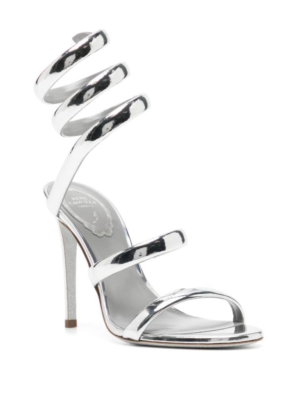 René Caovilla Silver Cleo 105 Leather Sandals | Browns Sandals