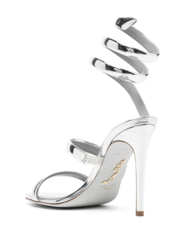 René Caovilla Silver Cleo 105 Leather Sandals | Browns Sandals