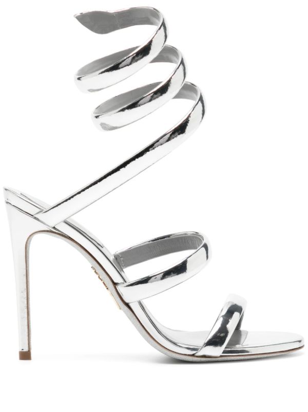 René Caovilla Silver Cleo 105 Leather Sandals | Browns Sandals