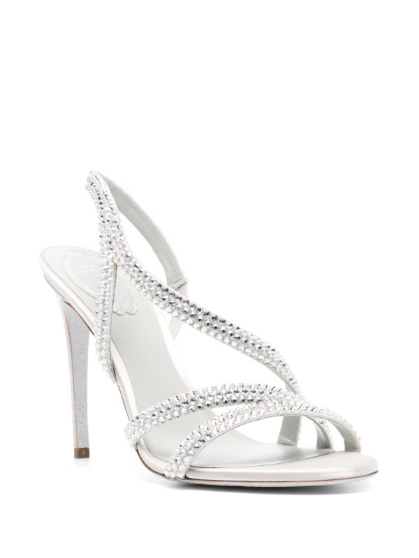 René Caovilla Silver Lisa 105mm Sandals | Browns Sandals