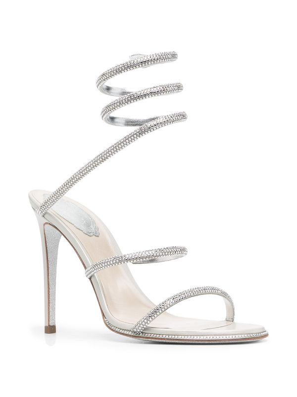 René Caovilla Silver-Tone Cleo Embellished Leather Sandals | Browns Sandals