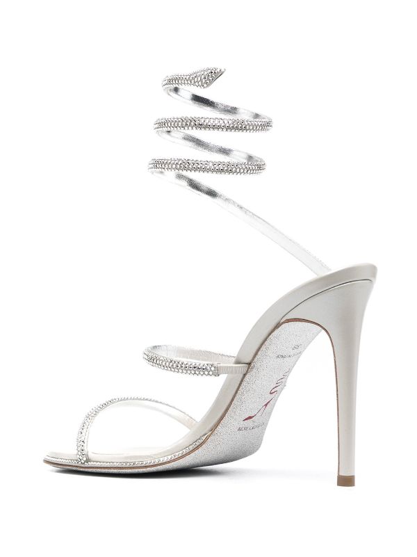 René Caovilla Silver-Tone Cleo Embellished Leather Sandals | Browns Sandals