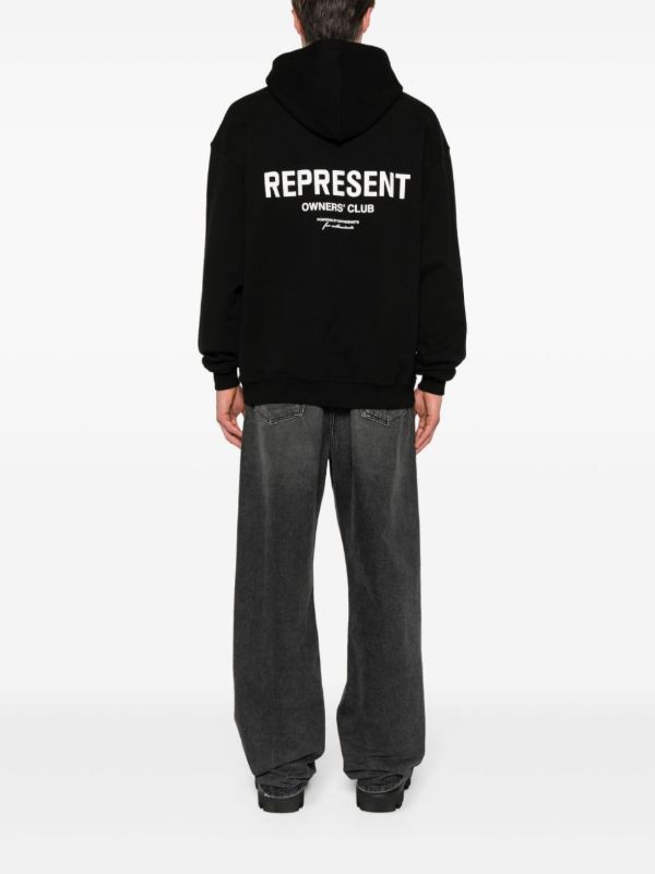 Represent Black Logo-print Cotton Hoodie | Browns Hoodies