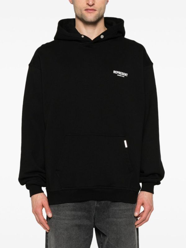 Represent Black Logo-print Cotton Hoodie | Browns Hoodies