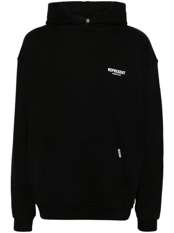 Represent black logo-print cotton hoodie | Browns Hoodies