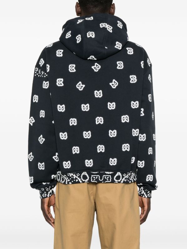RHUDE Bandana-Print Cotton Hoodie | Browns Hoodies