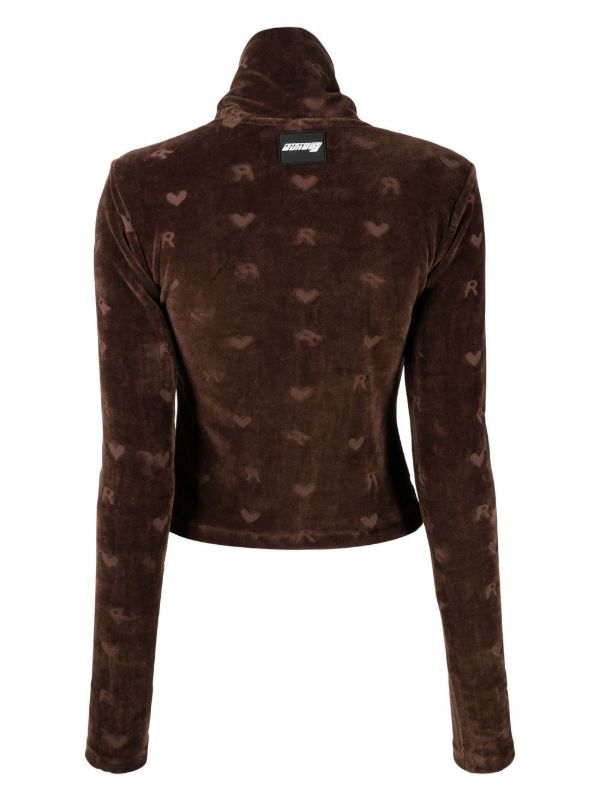 ROTATE BIRGER CHRISTENSEN Brown Mona Velour Long Sleeve Top | Browns T-Shirts & Jersey Shirts