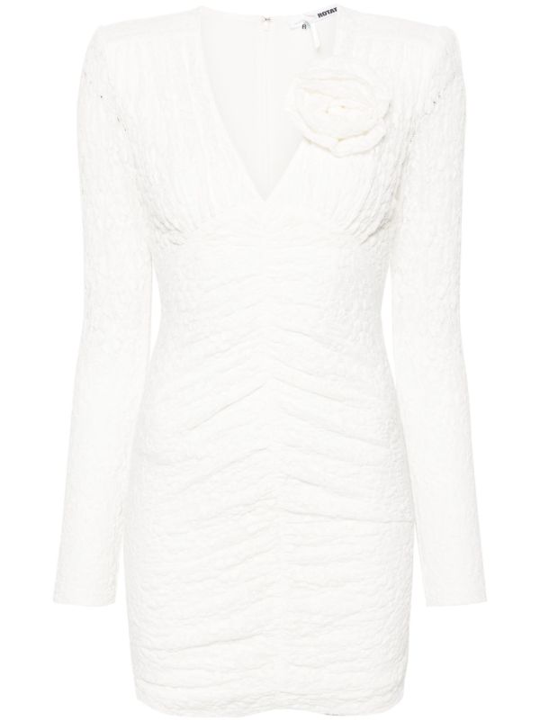 ROTATE BIRGER CHRISTENSEN Neutral Floral-Lace Ruched Mini Dress | Browns Cocktail & Party Dresses