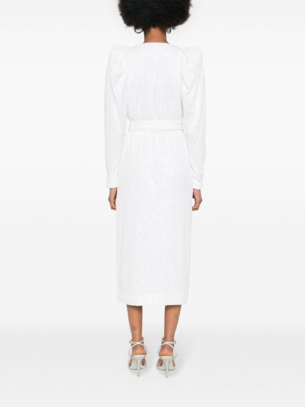 ROTATE BIRGER CHRISTENSEN White Sequinned Midi Wrap Dress | Browns Bridal Dresses
