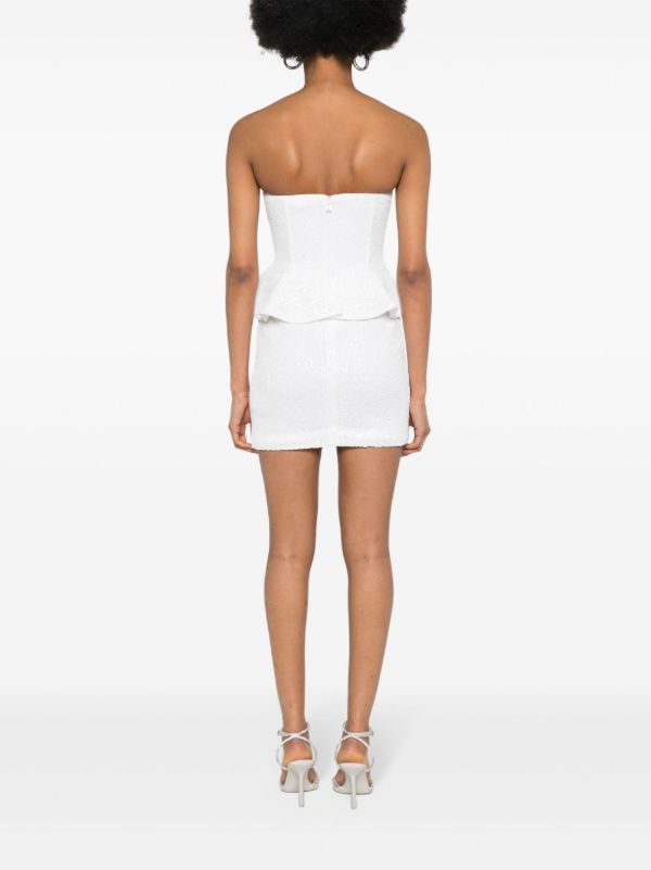 ROTATE BIRGER CHRISTENSEN White Sequinned Peplum Mini Dress | Browns Bridal Dresses