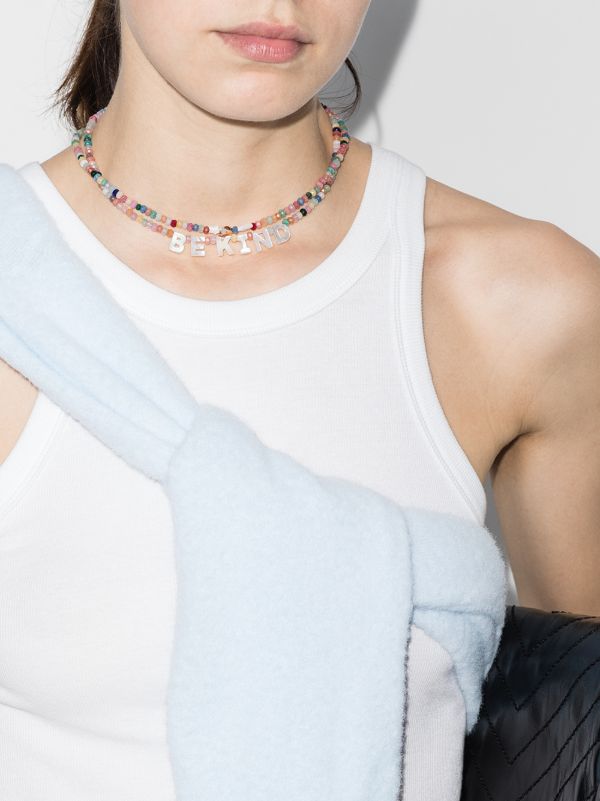 Roxanne First 14K Rose Gold Be Kind Beaded Jade Necklace | Browns Fine Necklaces