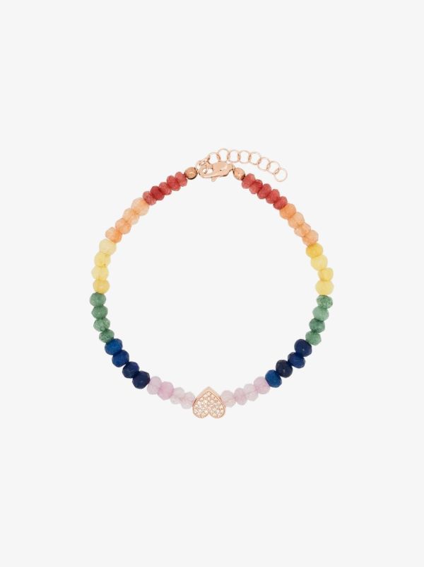 Roxanne First 14K rose gold heart beaded diamond bracelet | Browns Bracelets