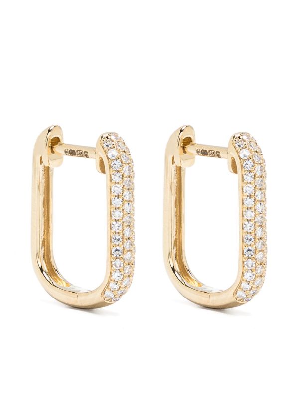 Roxanne First 14K Yellow Gold Diamond Oval Hoop Earrings | Browns Fine Earrings