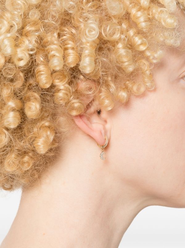 Roxanne First 14K Yellow Gold Sapphire Moon Hoop Earring | Browns Earrings