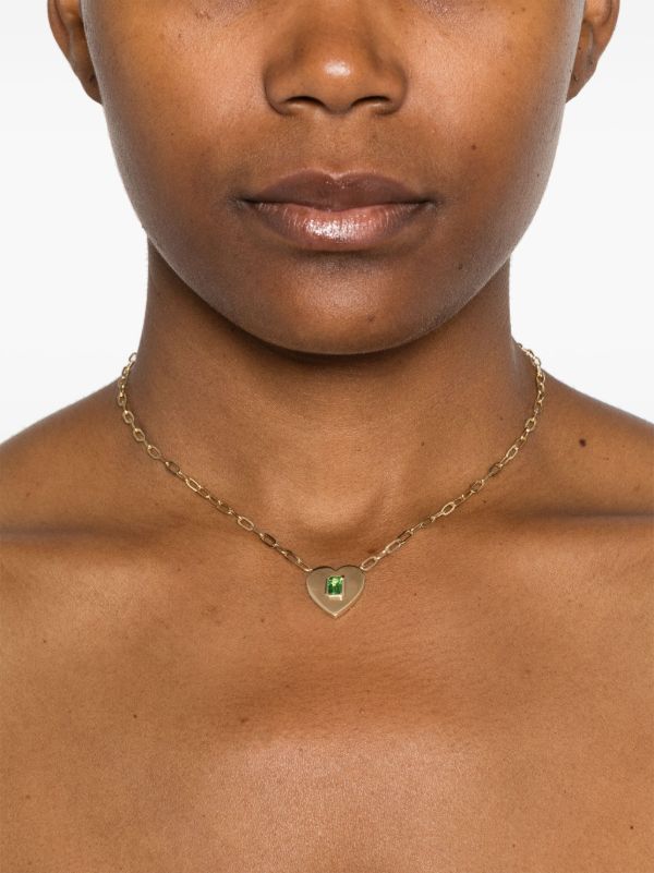 Roxanne First 14kt Yellow Gold Heart Garnet Necklace | Browns Necklaces