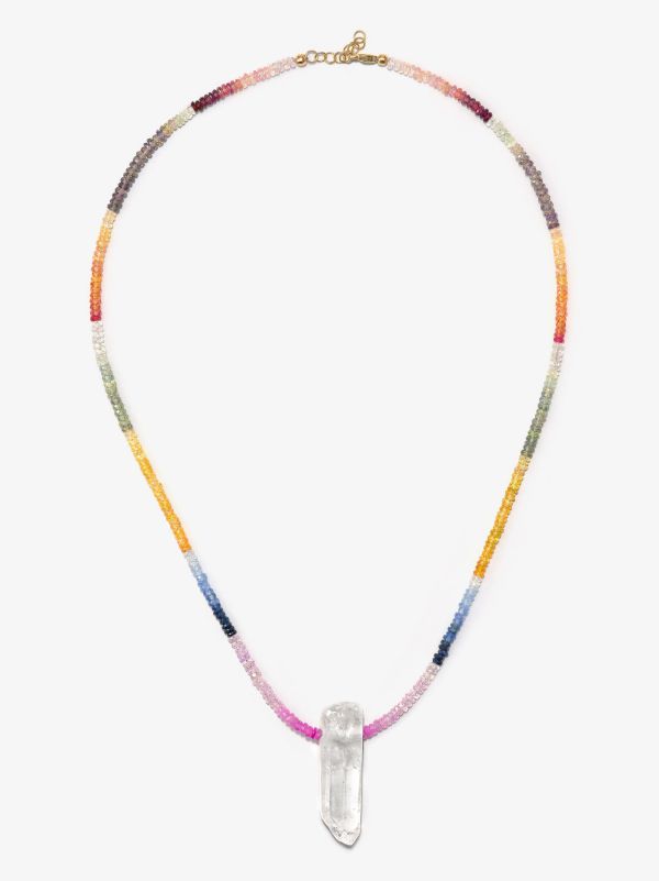 Roxanne First 9K yellow gold beaded sapphire amulet necklace | Browns Fine Necklaces