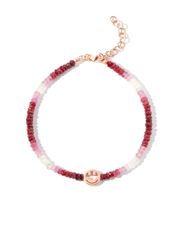 Roxanne First 9kt Rose Gold Smiley Ruby Beaded Bracelet | Browns Fine Bracelets