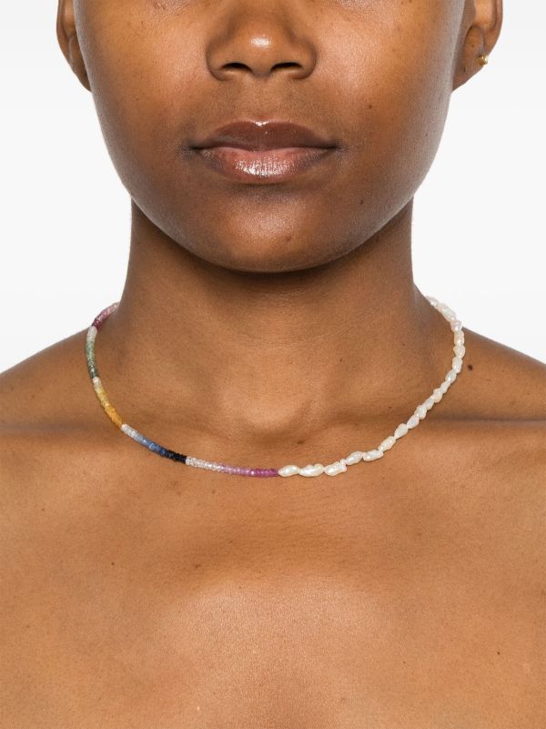 Roxanne First 9kt Yellow Gold Multicolour Bead Necklace | Browns Necklaces