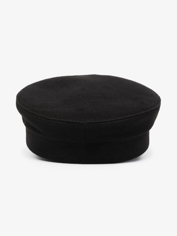 Ruslan Baginskiy Black Embellished Wool Baker Boy Hat | Browns Hats