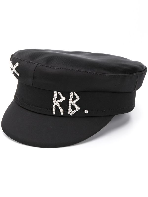 Ruslan Baginskiy Black Rhinestone Logo Breton Hat | Browns Hats