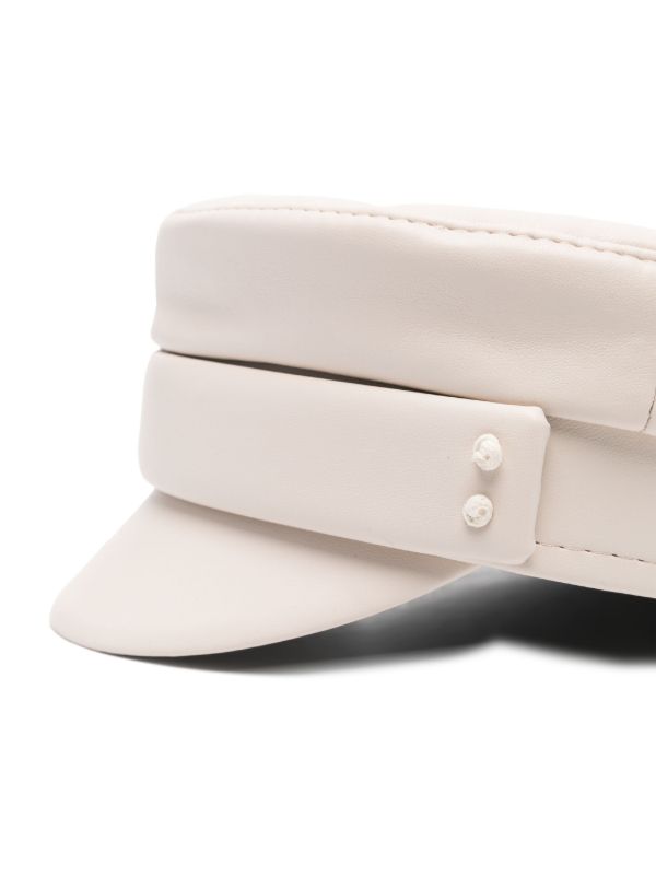 Ruslan Baginskiy Neutral Faux-Leather Baker Boy Cap | Browns Hats