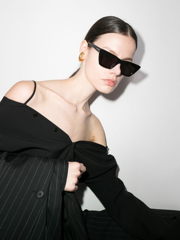 Saint Laurent Eyewear Black Mica Cat Eye Sunglasses | Browns Sunglasses