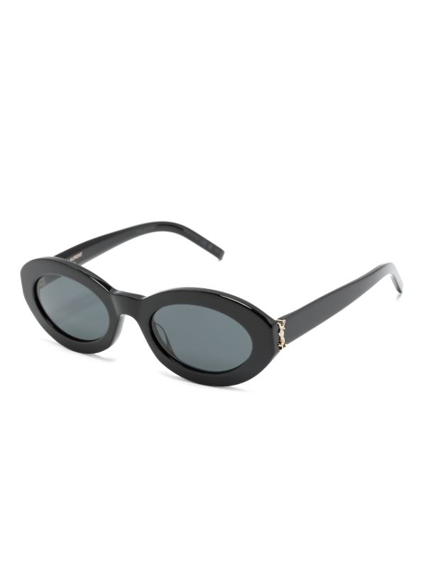 Saint Laurent Eyewear Black Monogram Oval-Frame Sunglasses | Browns Sunglasses