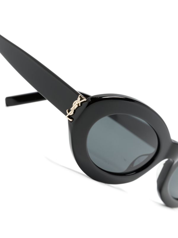 Saint Laurent Eyewear Black Monogram Oval-Frame Sunglasses | Browns Sunglasses