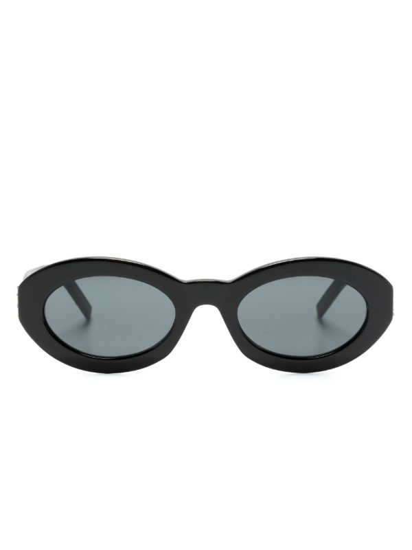 Saint Laurent Eyewear Black Monogram Oval-Frame Sunglasses | Browns Sunglasses