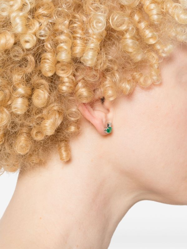 Sauer 18K White Gold Agnes Emerald And Diamond Stud Earrings | Browns Fine Earrings