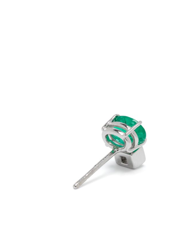 Sauer 18K White Gold Agnes Emerald And Diamond Stud Earrings | Browns Fine Earrings